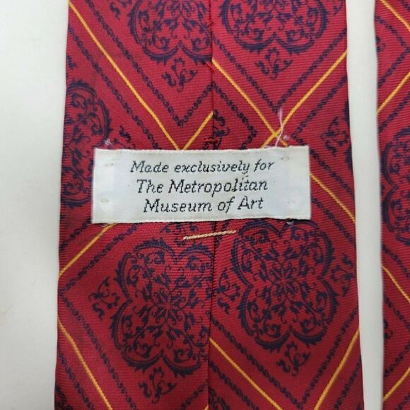 METROPOLITAN MUSEUM ART SILK TIE RED BLUE BAROQUE - Picture 3 of 3
